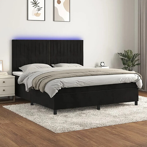 Sommier à lattes,Cadre à lattes de lit pour Adulte matelas et LED Noir 180x200 cm Velours -MN39905