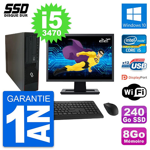 PC Fujitsu E910 DT Ecran 22" Intel i5-3470 RAM 8Go SSD 240Go Windows 10 Wifi · Occasion