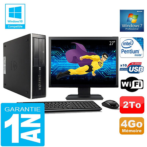 PC HP Compaq 8300 SFF Intel G850 Ram 4Go Disque 2 To Wifi W7 Ecran 27" · Occasion