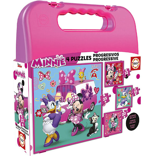 Educa Borras MINNIE Malette Puzzles Progressifs Minnie + The Happy Helpers 12-16-20-25