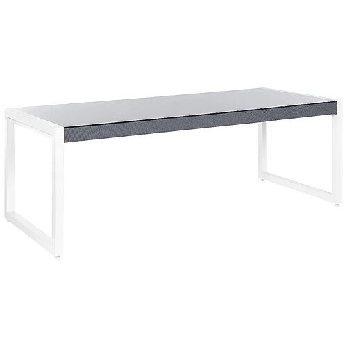 Beliani Table de jardin 210 x 90 cm Verre Blanc cassé BACOLI