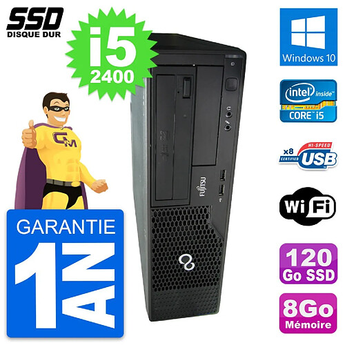 PC Fujitsu Esprimo E500 E85+ DT Intel i5-2400 RAM 8Go SSD 120Go Windows 10 Wifi · Occasion