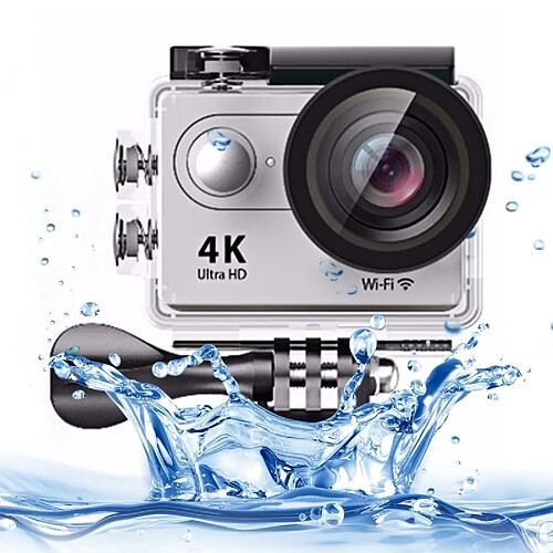 Wewoo Caméra sport argent 4K Ultra HD 1080P 12MP 2 pouces LCD Écran WiFi Sports Caméra, 170 Degrés Angle Grand Angle, 30 m Étanche