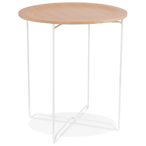 Alterego Table d'appoint design 'TSUNAMI' blanc en bois et métal