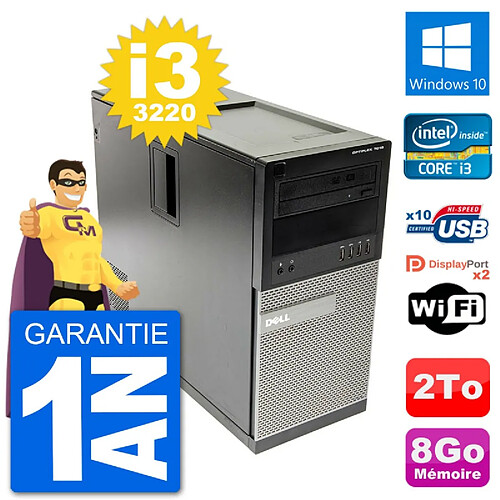 PC Tour Dell 7010 Intel Core i3-3220 RAM 8Go Disque Dur 2To Windows 10 Wifi · Occasion