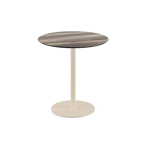 Materiel Chr Pro Urban table de bistrot avec piètement sable + plateau HPL aspect bois Ø70 cm - Veba