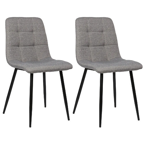 Decoshop26 Lot de 2 chaises de salle à manger en tissu gris pieds métal noir mat style moderne CDS101105