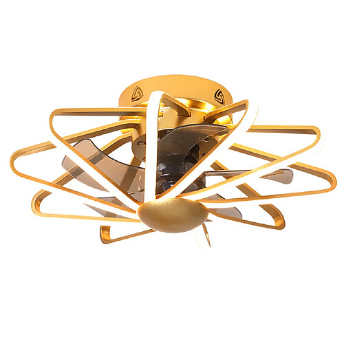 Universal Éclairage ventilateur de plafond de 58 cm, éclairage de 220 V, éclairage LED à faible intensité, éclairage ventilateur de salle à manger, éclairage ventilateur LED intégré pour le salon et la chambre à coucher, or(Or)