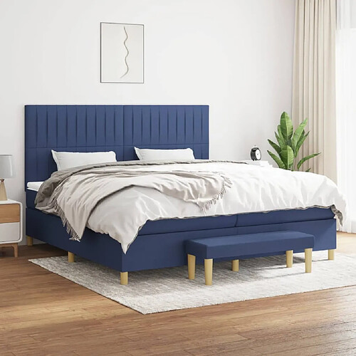 Maison Chic Lit Adulte - Lit simple Lit à sommier tapissier avec matelas moelleux - Meuble de Chambre - Bleu 200x200 cm Tissu -MN57256