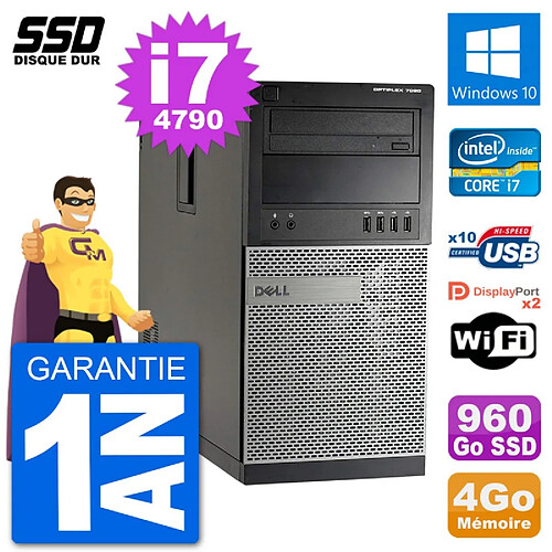 PC Tour Dell 7020 Intel Core i7-4790 RAM 4Go SSD 960Go Windows 10 Wifi · Occasion