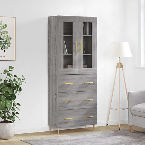 vidaXL Buffet haut Sonoma gris 69,5x34x180 cm Bois d'ingénierie