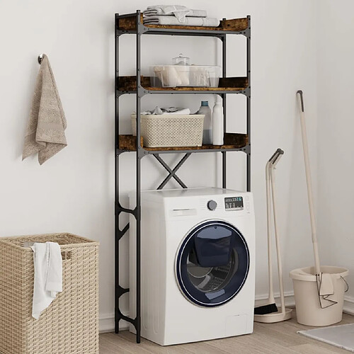 vidaXL Étagère de lave-linge chêne fumé 67x25x163 cm bois d'ingénierie