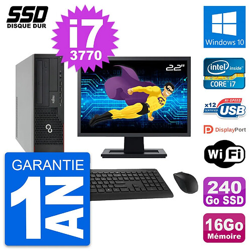 PC Fujitsu E910 DT Ecran 22" Intel i7-3770 RAM 16Go SSD 240Go Windows 10 Wifi · Occasion