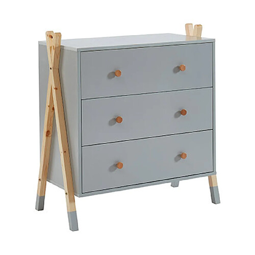 Mes Commode enfant 3 tiroirs 81x40x85 cm gris clair et naturel - OSNY