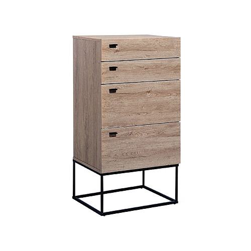 Beliani Commode effet bois clair / noir 4 tiroirs ACRA