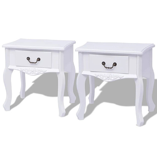 Maison Chic Lot de 2 Tables de chevet,Table de nuit,Table d'appoint pour salon MDF Blanc -MN32809