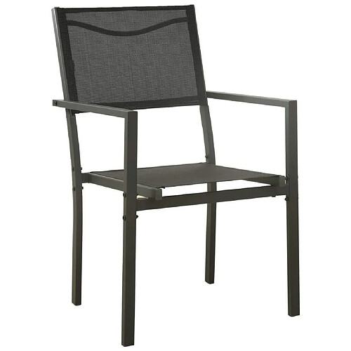 Maison Chic Lot de 4 Chaises de jardin,Fauteuil d'extérieur Textilène et acier Noir et anthracite -MN55986