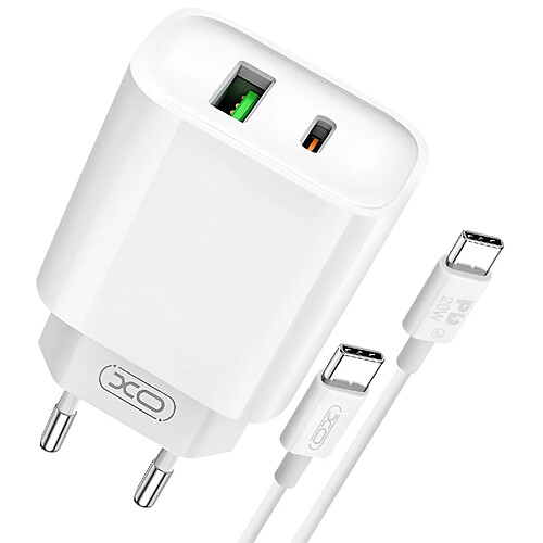 XO Chargeur Mural USB et USB-C 20W avec Câble USB-C Blanc