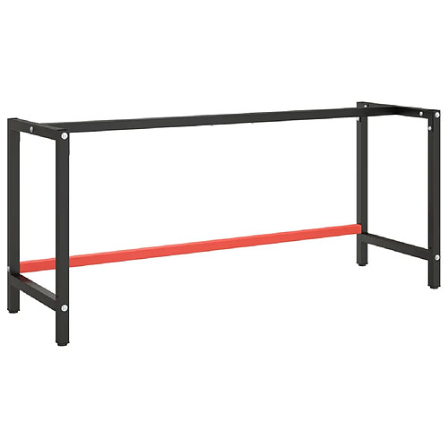 vidaXL Cadre de banc de travail Noir et rouge mat 180x57x79 cm Métal