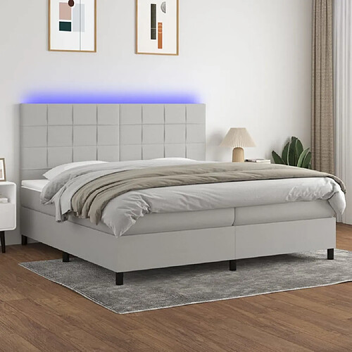 Sommier à lattes,Cadre à lattes de lit et matelas et LED pour Adulte Gris clair 200x200 cm -MN11243