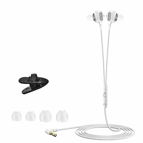 3.5Mm Écouteur 90 Degrés Volume Fil Contrôle In-Ear Subwoofer Musique Gaming Écouteurs Blanc