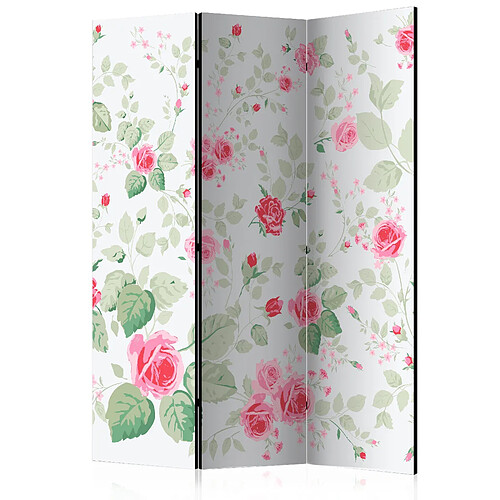 Decoshop26 Paravent 3 volets panneaux cloison séparateur de pièce pliable recto verso Rosy pleasures 135x172 cm PAR110760