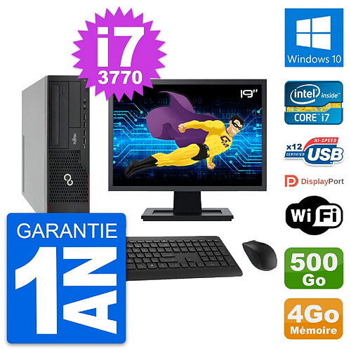 PC Fujitsu E910 DT Ecran 19" Intel i7-3770 RAM 4Go Disque 500Go Windows 10 Wifi · Occasion