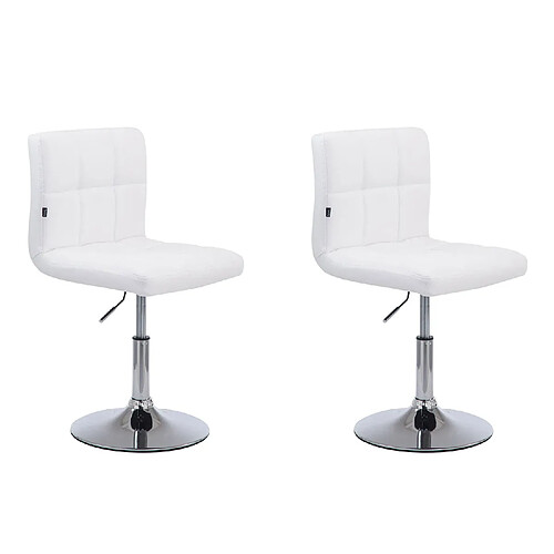 Decoshop26 Lot de 2 chaises de salle à manger style moderne et design en synthétique blanc hauteur réglable pivotant pieds en métal 10_0000227