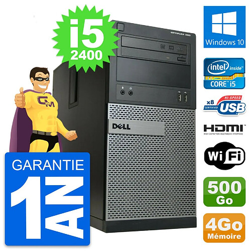 PC Tour Dell OptiPlex 390 MT i5-2400 RAM 4Go Disque 500Go HDMI Windows 10 Wifi · Occasion