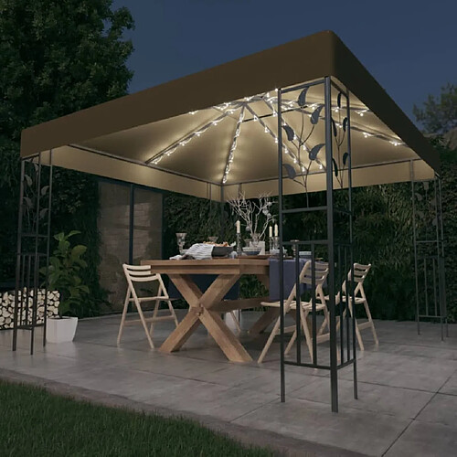 Maison Chic Tonnelle | Pergola avec guirlande lumineuse à LED 3x3 m Taupe -GKD81332