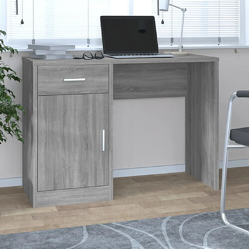 vidaXL Bureau avec tiroir et armoire Sonoma gris 100x40x73 cm