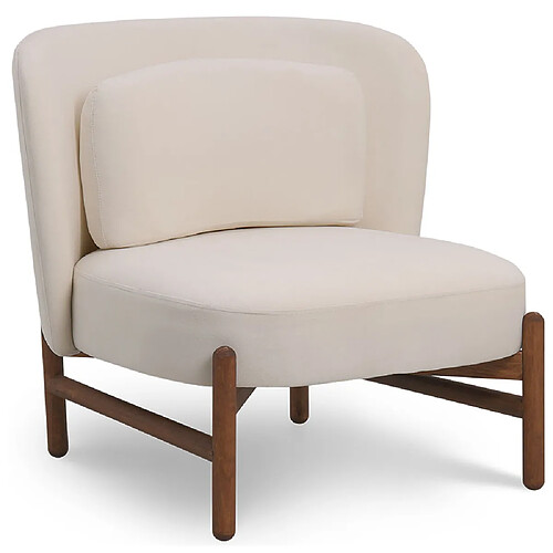 ICONIK INTERIOR Fauteuil rembourré en velours et bois - Brina Crème