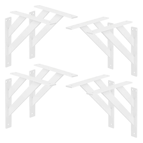 ML-Design 8x Équerres étagère mural support d'angle en aluminium blanc robuste 240x240 mm