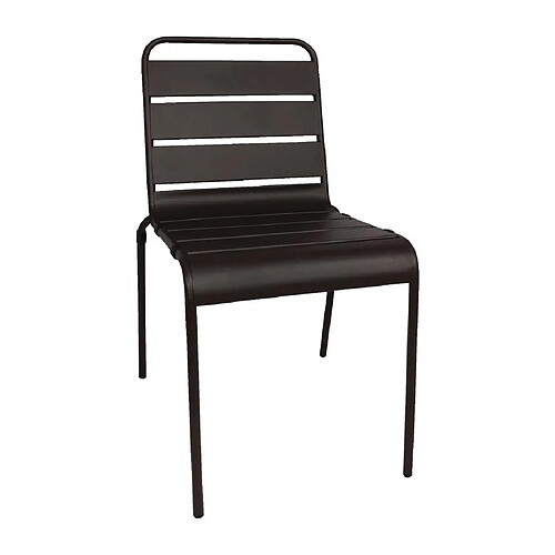 Chaise à Lattes en Acier Noire - Lot de 4 - Bolero