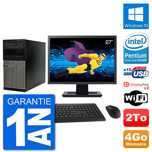 PC Tour Dell 7020 Ecran 27" Intel G3220 RAM 4Go Disque 2To Windows 10 Wifi · Occasion