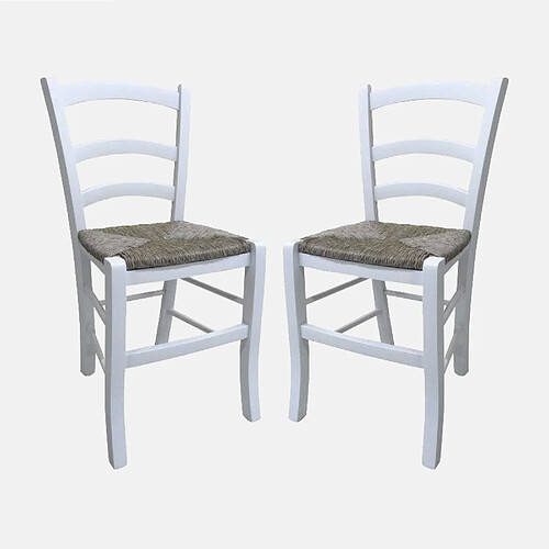 Alter Lot de 2 chaises classiques en bois, pour salle à manger, cuisine ou salon, Made in Italy, cm 46x42h87, Couleur Blanc