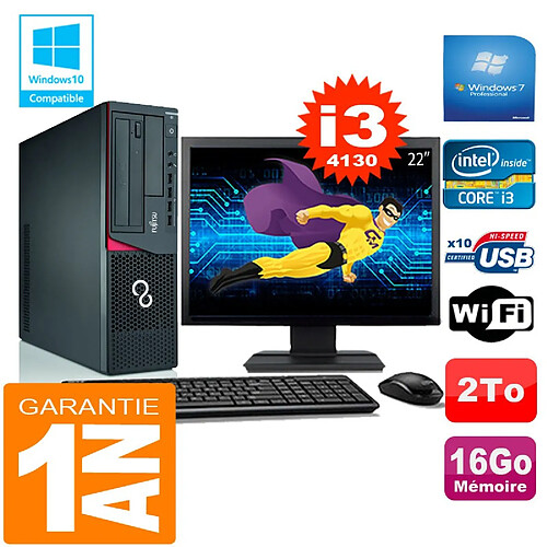 PC Fujitsu Esprimo E720 E85+ SFF I3-4130 RAM 16 Go Disque 2 To Wifi W7 Ecran 22" · Occasion