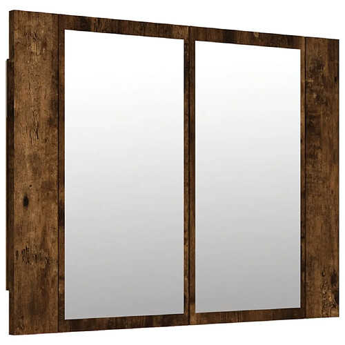 Helloshop26 Armoire à miroir led chêne fumé 60 x 12 x 45 cm bois d'ingénierie 02_0006742