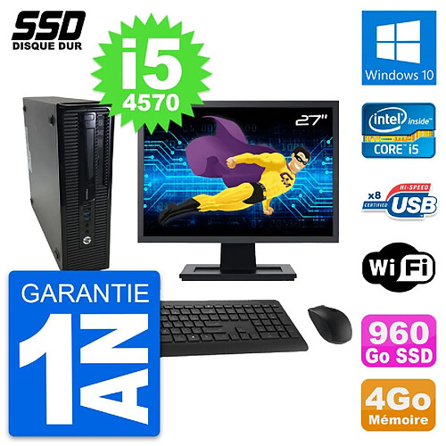 PC HP ProDesk 400 G1 SFF Ecran 27" i5-4570 RAM 4Go SSD 960Go Windows 10 Wifi · Occasion