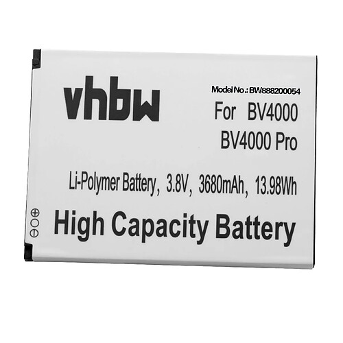 vhbw Li-Polymère batterie 3680mAh (3.8V) pour téléphone portable mobil smartphone Blackview BV4000, BV4000 Pro