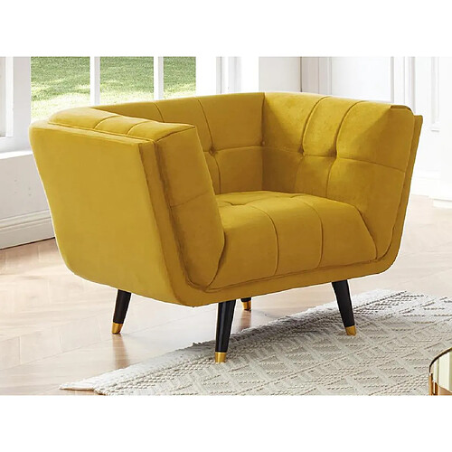 Vente-Unique Fauteuil SAMANTHA II en velours - Ocre