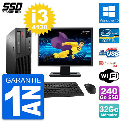 PC Lenovo M93p SFF Ecran 27" Intel i3-4130 RAM 32Go SSD 240Go Windows 10 Wifi · Occasion