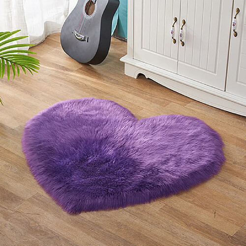 LUUCOZK Tapis moelleux en fausse fourrure, tapis à poils longs pour chambre à coucher, salon, violet-80x90cm