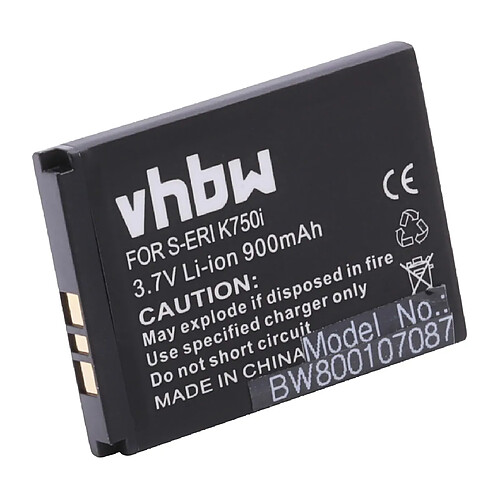 vhbw Li-Ion batterie 900mAh (3.7V) pour portable téléphone Smartphone SonyEricsson K310c, K310i, K510a, K510c, K510i, K600, K600i, K608i comme BST-37.