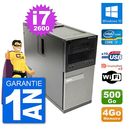 PC Tour Dell 7010 Intel Core i7-2600 RAM 4Go Disque Dur 500Go Windows 10 Wifi · Occasion