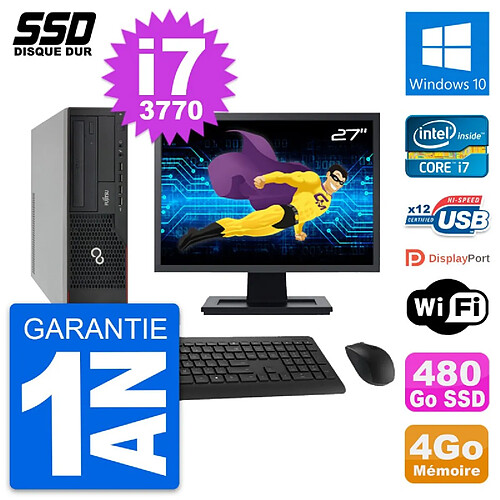 PC Fujitsu E910 DT Ecran 27" Intel i7-3770 RAM 4Go SSD 480Go Windows 10 Wifi · Occasion