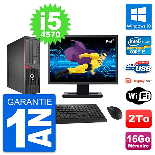 PC Fujitsu E720 DT Ecran 19" Intel i5-4570 RAM 16Go Disque 2To Windows 10 Wifi · Occasion