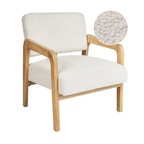 Beliani Fauteuil Bouclé Blanc cassé HJO