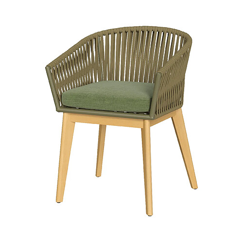 Rendez Vous Deco Chaise de jardin Olive en tissu vert et bois