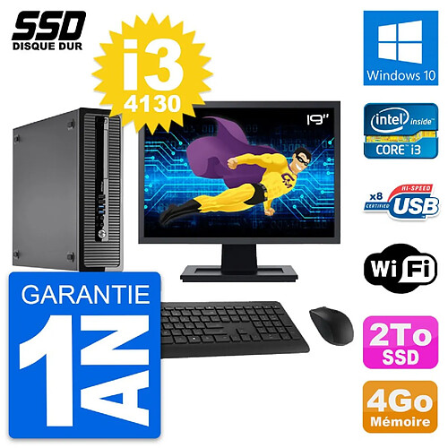 PC HP ProDesk 400 G1 SFF Ecran 19" Intel i3-4130 RAM 4Go SSD 2To Windows 10 Wifi · Occasion